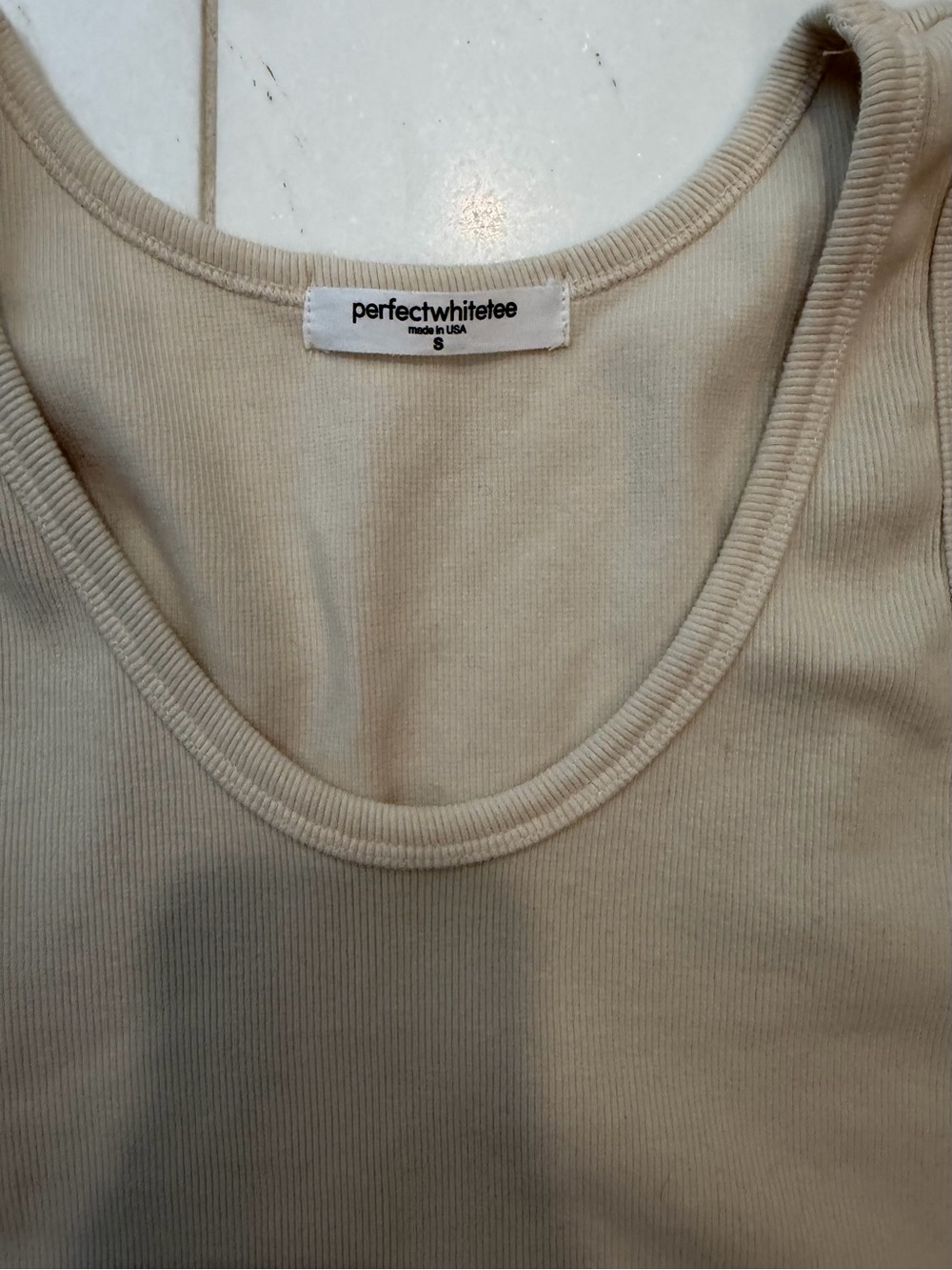 perfectwhitetee Cream Ribbed Racerback Tank Top - Picture 4 of 4